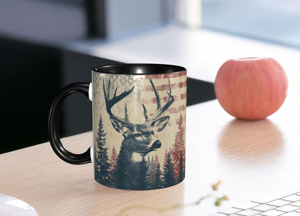 FyLybois Deer Coffee Mug Ceramic Coffee Cup with Handle Microwave Safe for Home or Office Gifts for Women and Men