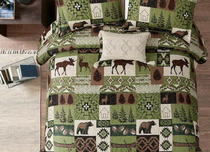 Quilts Set King Size Rustic Quilt Bedspread Coverlet King Quilt Bedding Country Lodge Patchwork Quilt Home Lightweight Reversible Bedspread Rustic Bear Bedding Cabin Moose Forest Animal Coverlet Olive