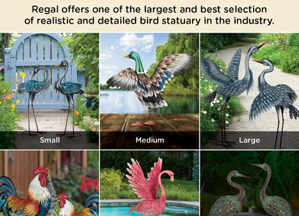 Regal Art & Gift Metal Egret Statue – Coastal Heron Garden Sculpture, Elegant Bird Decor for Lawn, Patio, or Beach House Yard – Sturdy Outdoor Standing Crane Ornament, 15.25""L x 8.25""W x 40.5""H