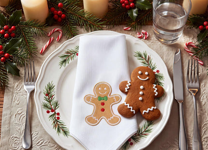 HunnmingRe 12 Pcs Gingerbread Christmas Cloth Napkins Set, 17x17 Inch