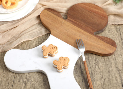 Reallnaive Christmas Gingerbread Man Marble Cheese Board Charcuterie Cutting Tray Marble Serving Decorative for Decoration Charcuterie Kitchen