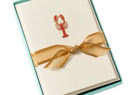 Graphique Lobster Cards, Pack of 10 Cards with Envelopes, All Occasion Greetings, Blank Inside, Gold Foil Embossing, La Petite Press Collection Boxed Set, 3.25" x 4.75"