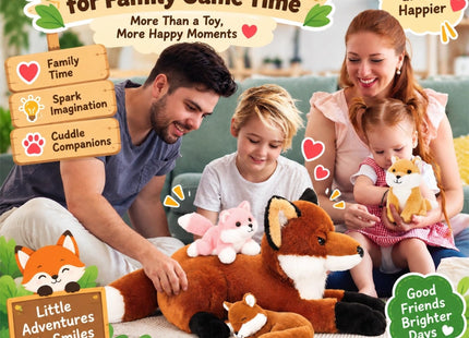 BENINY 4 Pcs Fox Stuffed Animal Set, 22 Inch Mommy Fox with 3 Babies
