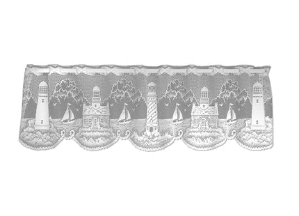Heritage Lace Lighthouse 60-Inch Wide by 15-Inch Drop Valance, White