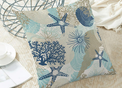 CXMEIFLY Coastal Pillow Covers 16x16 Inch Set of 2 Starfish Ocean Themed Beach Decor Throw Pillows Turquoise Navy Blue Beachy Nautical Summer Outdoor Decorative Cushion Cases for Couch Decorations