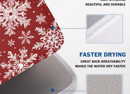 KSLIDS Christmas Snowflake Dish Drying Mat for Kitchen Counter 18x24 Inch