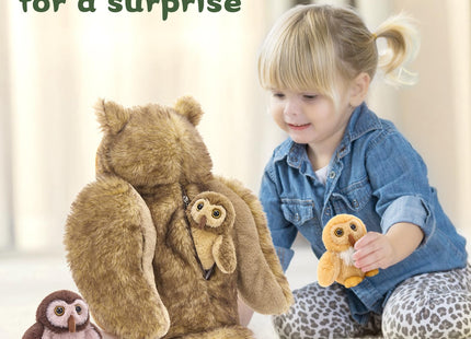Tezituor Big Owl Stuffed Animal Family, 20" Stuffed Owl Plush with Babies