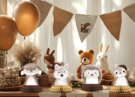Woodland Baby Shower Centerpieces – 12 PCS Honeycomb Table Decorations, Forest Animal Baby Shower, Rustic Woodland Creatures Party Supplies