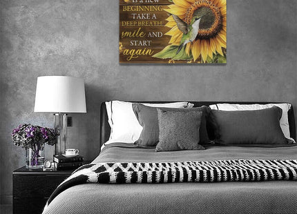 Estused Farmhouse Hummingbird Wall Art Hummingbird Sunflower Decor 16"x12"