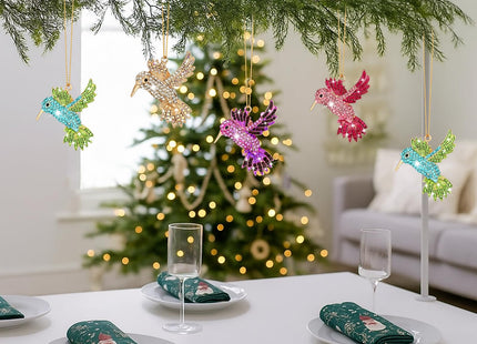 Yuntau 8 Pcs Crystal Christmas Hanging Ornaments, Hummingbird
