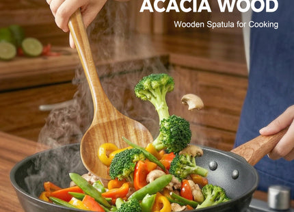 Acacia Wood Spatula Set, 2-Piece Mushroom Turner & Salad Spoon