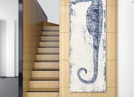 Yihui Arts, Seahorse Hand-Painted Wall Art on Canvas Abstract Artwork Art Wood Stretched Hanging Wall Decoration Sea Style Blue Painting for Home Decor
