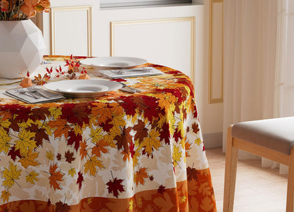 XCHI Fall Maple Leaves Orange Round Tablecloth Decorations 60x60 Inch