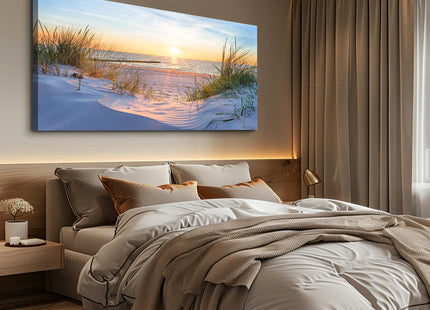 MHARTK66 Wall Decor for Living Room Large Canvas Wall Art for Bedroom Modern Office Pictures Blue Sun Beach Grass Ocean Landscape Paintings Canvas Art Prints Home Decorations