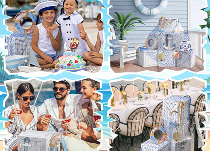 JellyArch 18 Pcs Nautical Party Decor Treasure Chest set, Blue, Nautical