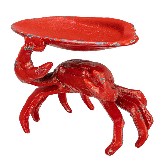 Distressed Red Decorative Cast Iron Crab Shaped Dish