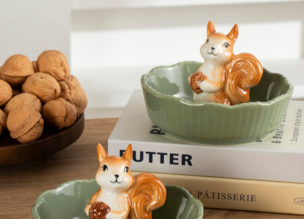 DIHOclub Cute Squirrel Candy Bowl Ceramic Candy Dish (Green Squirrel)
