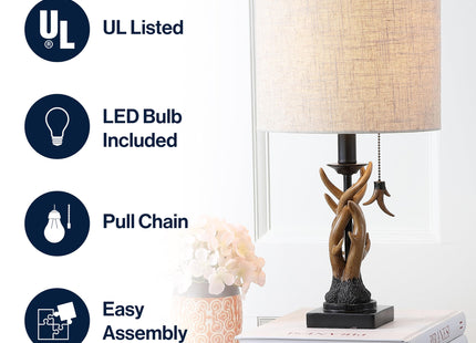 JONATHAN Y Gaston Rustic Faux Antler Resin Table Lamp 20.5", Brown