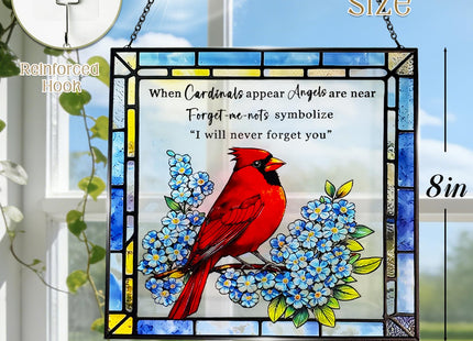 Cardinal Stained Glass Suncatchers for Windows, Hanging Sun Catchers Indoor Window, Cardinal Gifts, in Memory of Loved One Gifts