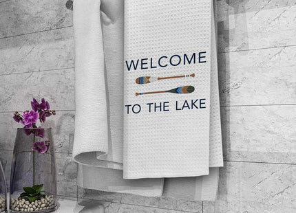 DIBOR Welcome to The Lake Paddle Oar Decorative Absorbent Drying Cloth Hand & Tea Towels - Lake Life Gifts