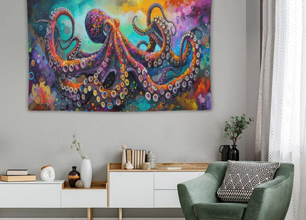 yowecso Octopus Tapestry Octopus Tapestries Ocean Navy Coastal Fabric Wall Hanging Aesthetic Space Indoor Outdoor Wall Art Tablecloth Bedspread for Bedroom Dormitory Living Room Home Decor 60"x90"