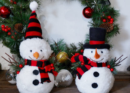 winemana Christmas Table Decorations, Set of 2 Snowman with Pine Cone Twigs, Winter Tabletop Decor for Indoor Home Kitchen Office Room Xmas Gifts Holiday Party (Red)