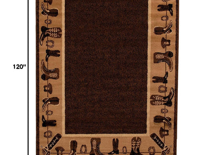CHAMPION RUGS Lodge Cabin Country Western Theme Cowboy Boots Area Rug (3 Feet 10 Inch X 5 Feet 2 Inch)