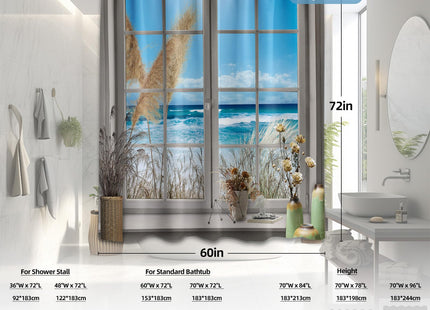 Yieldeer Beach Coastal Ocean Sea Shower Curtain, 60x72 in