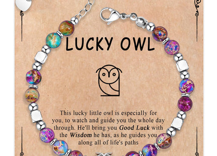 Wisedawn Owl Gifts for Women, Healing Natural Stone Owl Bracelet for Woman, Birthday Christmas inspiration Gift