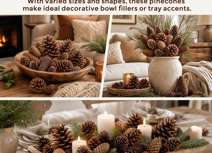 JOHOUSE 50 PCS Large Natural Pinecone Ornaments, Pine Cones Bowl Fillers