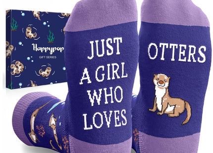 HAPPYPOP Otter Gifts for Women - Funny Sea Otter Socks, Ocean Gifts Animal Socks for Teen Girls