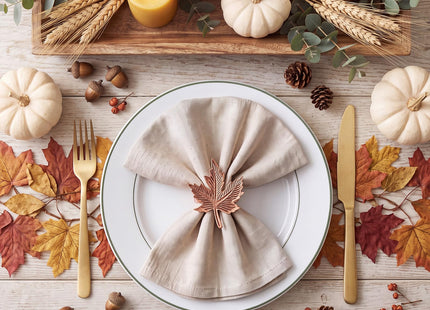 Remerry 8 Pcs Fall Thanksgiving Napkin Rings Set,Autumn Metal Holders