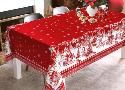 Arquiel Christmas Tablecloth 60 x 84 Inch Rectangular, Tree Deer Print