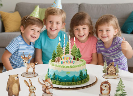 DAECHAO 12 Pack Woodland Animals Baby Shower Decorations, Kid Forest Happy Birthday Decoration Centerpieces for Tables Woodland Nursery Animal Decor Home Office Farmhouse