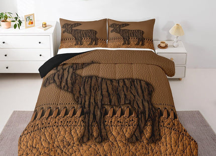 Oak Bark Moose Comforter Set Hunting Woodland Animal Twin Bedding Set For Boys Adults Men Rustic Patchwork Brown Cowhide Leather Bed Comforter Set Country Farmhouse Quilt Duvet Insert 1 Pillow Case