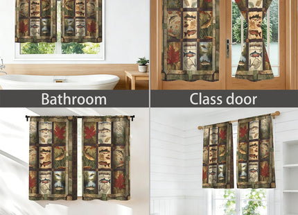 KzgtY Retro Autumn Fishing Kitchen Curtains 28W X 36L Inch 2 Panels Rod Pocket Small Short Cafe Curtain Window Drapes Treatment Bathroom Home Decor