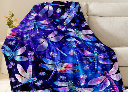 Dragonfly Blanket Gifts for Women Girls Soft Flannel Dragonfly Throw Blanket Merch Stuff Decor for Dragon Fly Lovers 50"X 40"