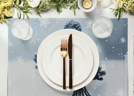 Wnoesat Snowman Placemats Set of 4, 12x18 Inch Winter Cute Blue Snowman Snowflake Table Mats Seasonal Christmas Holiday Washable Linen Fabric Place Mats for Farmhouse Party Kitchen Dining Decor
