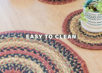 Homespice Highland Braided Placemats for Cabin Decor, Round 15" Set of 2