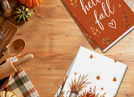 VISSTREE Fall Scarecrow Kitchen Towels 4 PCS, Autumn Hand Towel, 16x24in