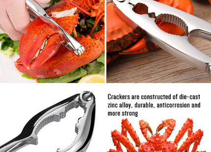4-Person Seafood Tools Set includes 2 Crab Crackers, 4 Lobster Shellers, 4 Crab Leg Forks/Picks and 1 Seafood Scissors - Nut Cracker Set