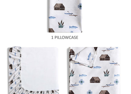 Cozy Cabin 3-Piece Twin Microfiber Sheet Set, Lake Day
