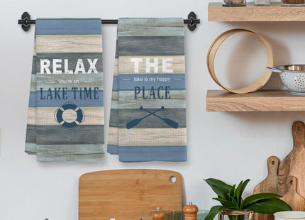 XNXLDYLH Funny Rustic Lake Boat Bathroom Hand Towels Sets of 2, Lake House Life Camper Decor Gifts for the Home, Summer Lakehouse Nautical Camping Decor Kitchen Dish Tea Towels for Kitchen, 16x24 Inch