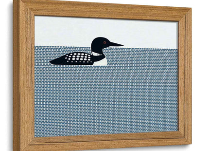 Framed Canvas Wall Art Loon Swimming on Blue Water Art Prints 8x10in