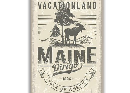 Maine State Emblem Poster - Retro Travel Art, Home & Office Wall Art - 12x18 Inches