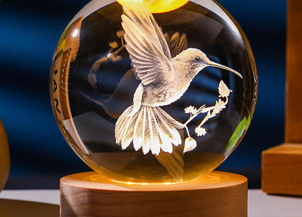 3D Hummingbird Crystal Ball 60mm - Hummingbird Figurine Glass Animal Decor for Room, Birthday, Lovers Keepsake Paperweight
