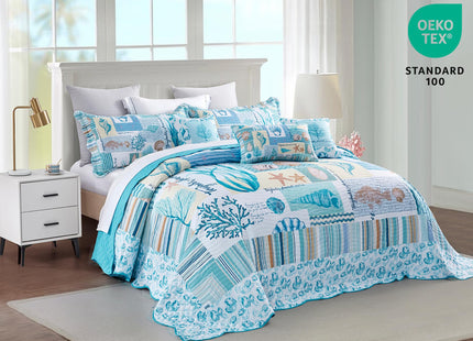 HZ & HY Oversized King Bedspreads, Coastal Coral