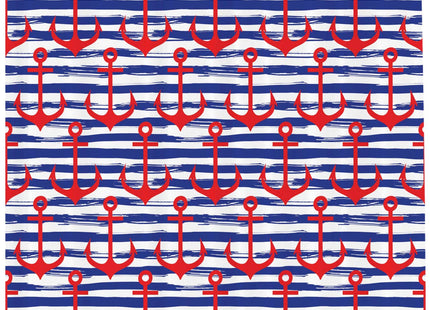 Ambesonne Anchor Shower Curtain, Anchors on Striped Background Geometrical Artwork Holiday Party Gathering, Cloth Fabric Bathroom Decor Set with Hooks, 69" W x 84" L, Navy Blue Red White