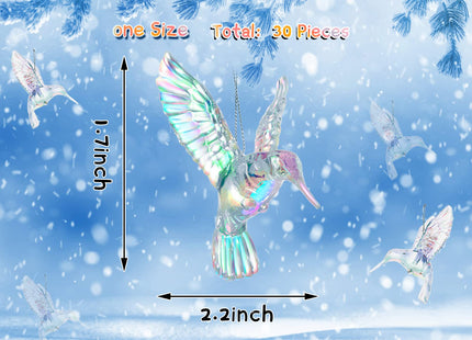 Amyhill 30 Pcs Iridescent Hummingbird Ornaments, Rainbow