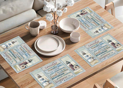 Lighthouse Placemats Set of 4 Nautical Lighthouse Table Mats Washable Place Mats for Home Party Indoor Kitchen Dining Table Decoration 12x18 Inch